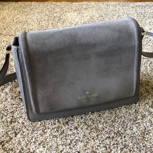 Kate Spade cross body grey purse with suede